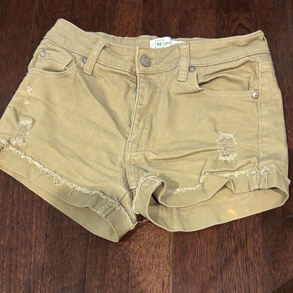 Women's Tan Distressed Shorts